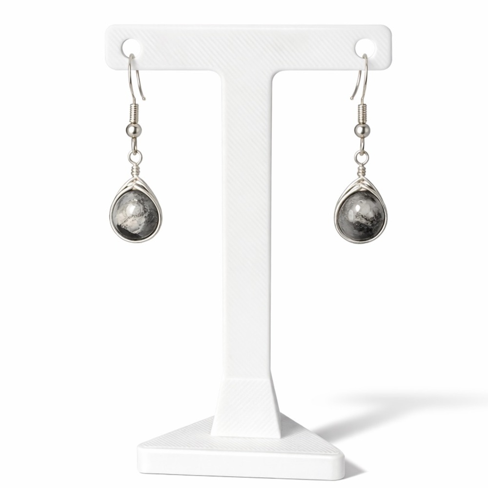 Larvikite Wire Wrapped Earrings